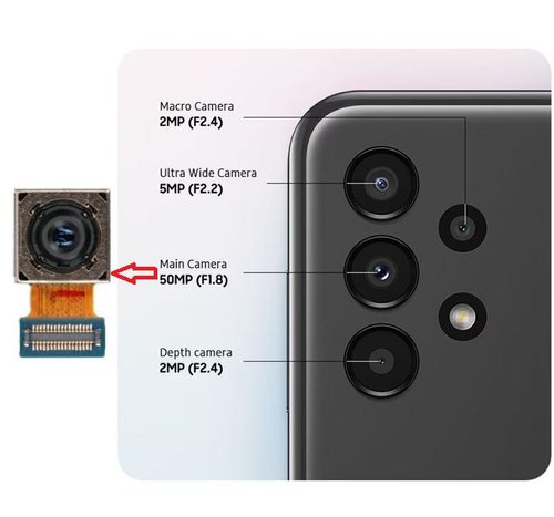 CAMERA POSTERIORE 50MP PER SAMSUNG GALAXY A13 A135F / A13 5G A136U A136B / A13 A137F / M23 M236B / M33 M336B / M13 M135F ORIGINALE