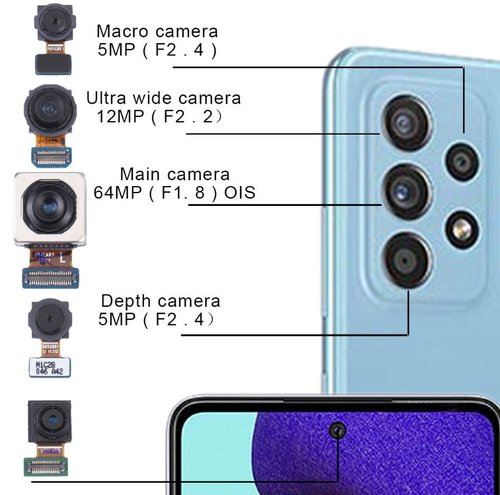 CAMERA ANTERIORE 32MP PER SAMSUNG GALAXY A52 A525F / A52 5G A526B / A72 A725F / A52S 5G A528B / A53 5G A536B / A54 5G A546B / A72 5G A726B