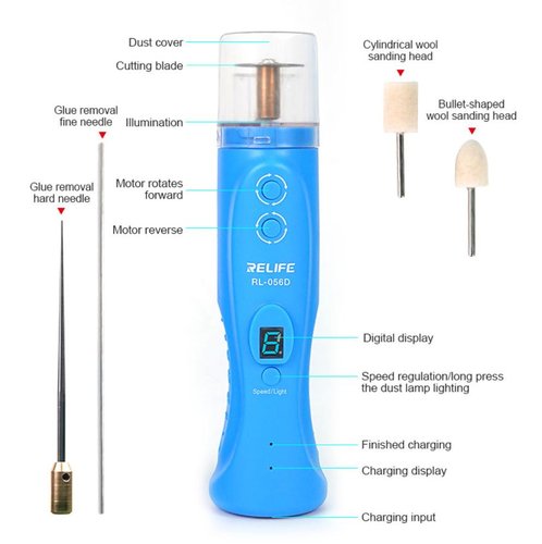 RELIFE RL-056D STRUMENTO DI ELETTRICO TAGLIO + RIMOZIONE ADESIVO COLLA PER ADESIVO OCA PER TELEFONI CELLULARI