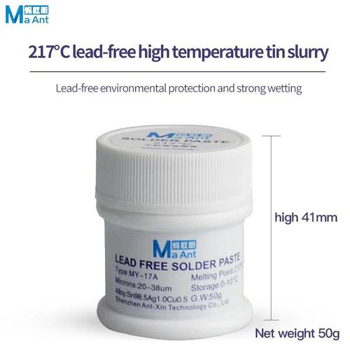 MAANT MY-17A PASTA DI SALDATURA SENZA PIOMBO MICRON 20-38um PESO 50g ALTA TEMP 217o