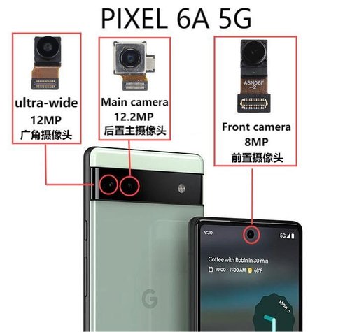 ANGOLO AMPIO CAMERA POSTERIORE PICCOLO 12MP PER GOOGLE PIXEL 6A 5G (GX7AS GB62Z G1AZG GB17L) ORIGINALE