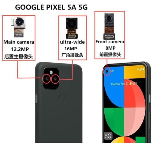 ANGOLO AMPIO CAMERA POSTERIORE PICCOLO 16MP PER GOOGLE PIXEL 5A 5G (G1F8F G4S1M) ORIGINALE