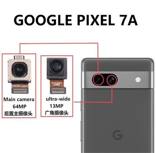 ANGOLO AMPIO CAMERA POSTERIORE PICCOLO 13MP PER GOOGLE PIXEL 7A 5G (GWKK3 GHL1X G0DZQ G82U8) ORIGINALE