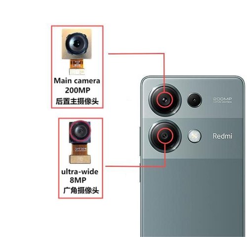 CAMERA POSTERIORE 200MP PER XIAOMI REDMI NOTE 13 PRO 4G (23117RA68G 2312FPCA6G) ORIGINALE