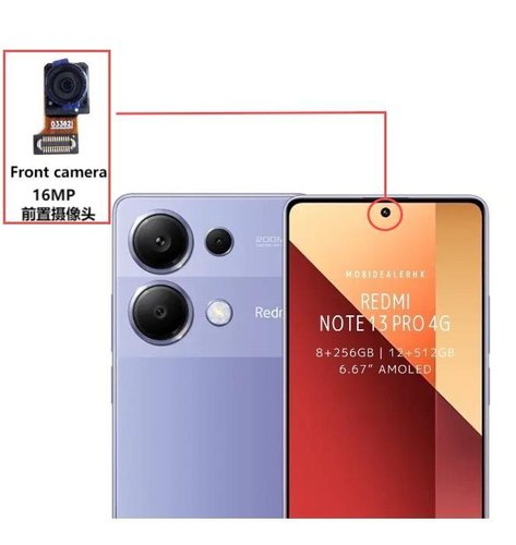 CAMERA ANTERIORE 16MP PER XIAOMI REDMI NOTE 13 PRO 4G (23117RA68G 2312FPCA6G) / POCO M6 PRO 4G ORIGINALE