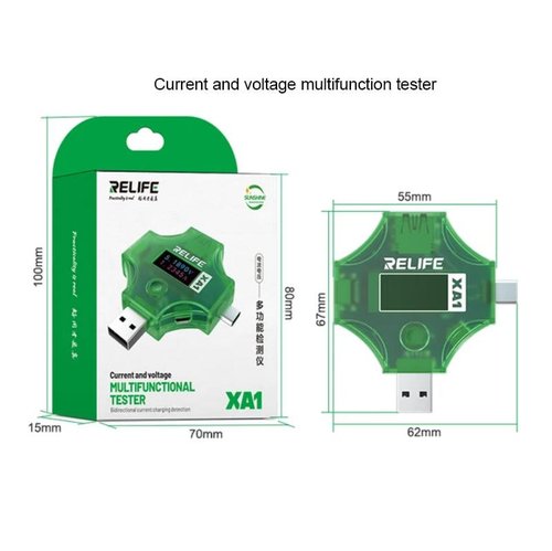 RELIFE XA1 USB TYPE-C TESTER MULTIFUNZIONE PER VISUALIZZA TENSIONE / CORRENTE