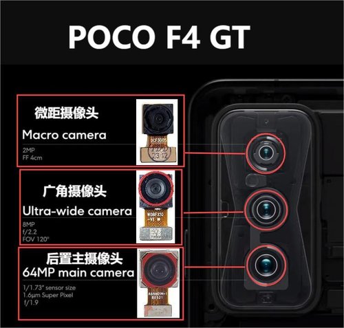 ANGOLO AMPIO CAMERA POSTERIORE PICCOLO 8MP PER XIAOMI POCO F4 GT (21121210G) ORIGINALE