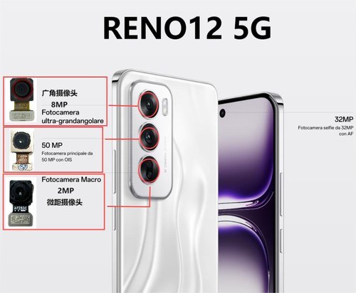 ANGOLO AMPIO CAMERA POSTERIORE PICCOLO 8MP PER OPPO RENO12 5G (CPH2625) / RENO11 F 5G (CPH2603) ORIGINALE