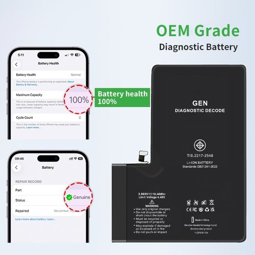 BATTERIA DE GRANDE CAPACITA (4820 mAh) PER APPLE IPHONE 14 PRO MAX 6.7 (BATTERIA DECODIFICABILE GENUINA AUTODIAGNOSTICABILE) (RICHIEDE AGGIORNAMENTO ALL'ULTIMA VERSIONE)