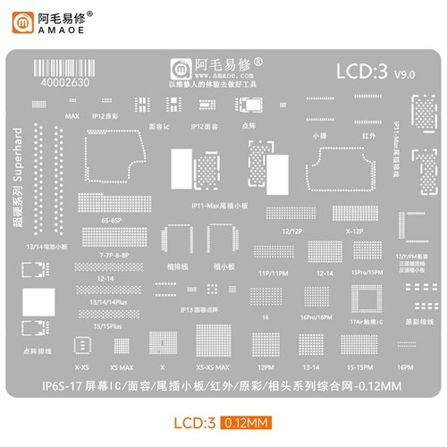 AMAOE IP 6S-17 SCHERMO IC / VISO / INFRAROSSI / TAPPO DI CODA PICCOLA TAVOLA / COLORE ORIGINALE / CAMERA? SERIE COMPLETO NETTO PER APPLE IPHONE ?6S / 6SP / 7G / 7P / 8G / 8P / X / XS / XR / XS MAX / 11 / 11 PRO / 11 PRO MAX / 12 / 12 MINI / 12 PRO / 12 PRO MAX / 13 / 13 MINI / 13 PRO / 13 PRO MAX / 14 / 14 PLUS / 14 PRO / 14 PRO MAX / 15 / 15 PRO / 15 PRO MAX / 15 PLUS / 16 / 16 PRO / 16 PRO MAX / 17 / 17 AIR / 17 PRO / 17 PRO MAX