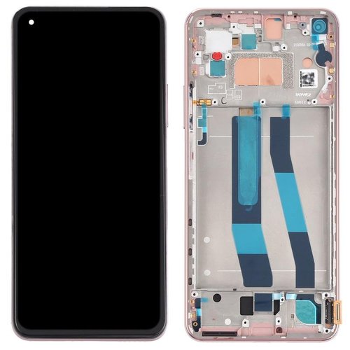 TOUCHSCREEN + DISPLAY LCD DISPLAY COMPLETO + FRAME (SENZA IMPRONTE FLEX) PER XIAOMI MI 11 LITE 4G ROSA ORIGINALE(SERVICE PACK)
