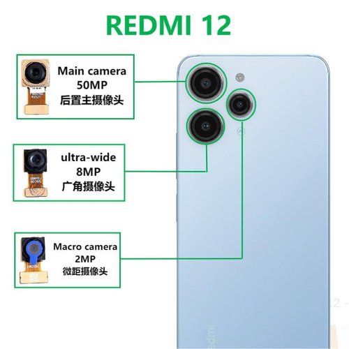 CAMERA POSTERIORE 50MP PER XIAOMI REDMI 12 (23053RN02A 23053RN02Y 23053RN02I) / REDMI 12 5G (23076RN4BI 23076RN8DY) ORIGINALE