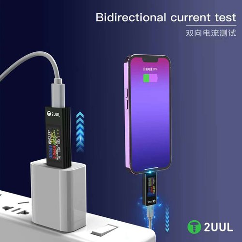 2UUL PW21 TYPE-C MINI TESTER DI RICARICA CON TEST DI CORRENTE BIDIREZIONALE