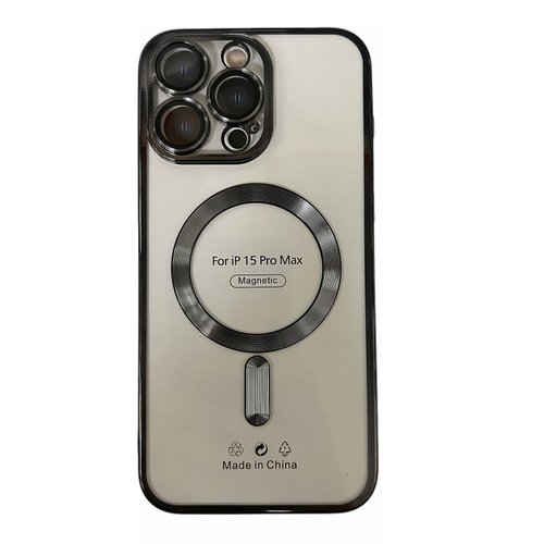 CUSTODIA CELLULARE DI ELETTROPLASTICA + PROTEZIONE LENTI + MAGNETICA PER APPLE IPHONE 15 PRO MAX NERO