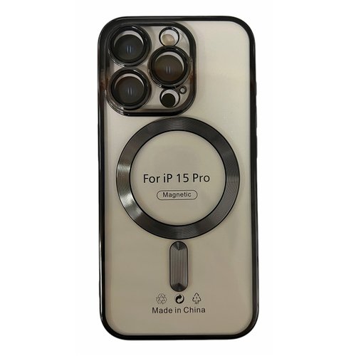 CUSTODIA CELLULARE DI ELETTROPLASTICA + PROTEZIONE LENTI + MAGNETICA PER APPLE IPHONE 15 PRO NERO