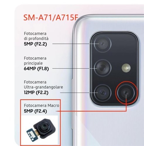 CAMERA MACRO 5MP PER SAMSUNG GALAXY A71 A715F / M51 M515F