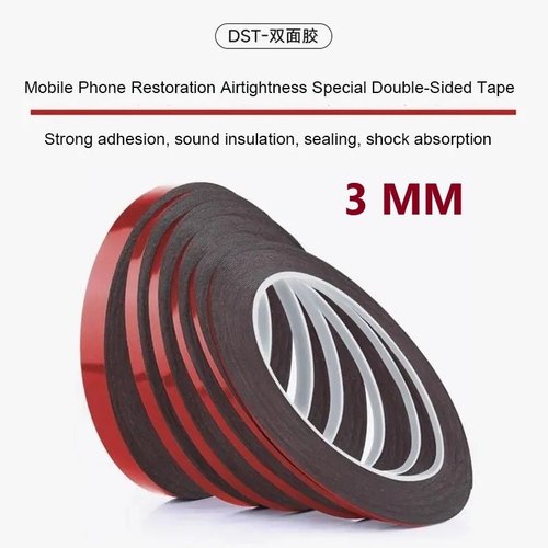 AMAOE DST-030 NASTRO BIADESIVO NERO 3MM / 10M PER RIPARAZIONE CELLULARI