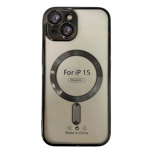 CUSTODIA CELLULARE DI ELETTROPLASTICA + PROTEZIONE LENTI + MAGNETICA PER APPLE IPHONE 15 NERO