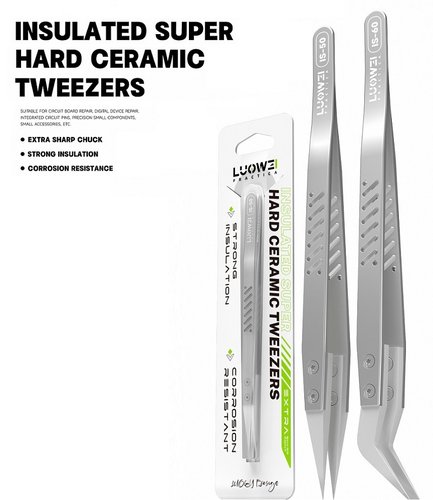 LUOWEI IS-60 PINZETTE A PUNTA CURVA IN CERAMICA ISOLANTE DURA