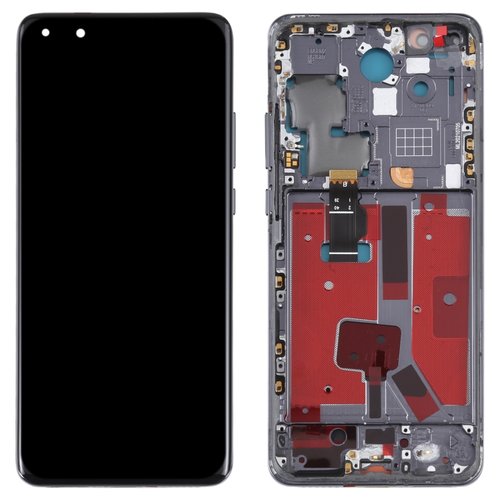 TOUCHSCREEN + DISPLAY OLED DISPLAY COMPLETO + FRAME PER HUAWEI P40 PRO (ELS-NX9 ELS-N04) NERO ORIGINALE