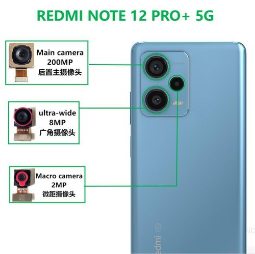 ANGOLO AMPIO CAMERA POSTERIORE PICCOLO 8MP PER XIAOMI REDMI NOTE 12 PRO 5G (22101316C 22101316I) / REDMI NOTE 12 PRO+ 5G (22101316UCP 22101316UG) ORIGINAL