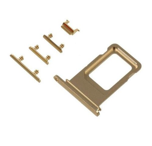 SET 4 PEZZI PORTA-SIM + TASTI VOLUME + TASTI POWER E TASTO VIBRAZIONE PER APPLE IPHONE XR 6.1 GIALLO MATERIALE