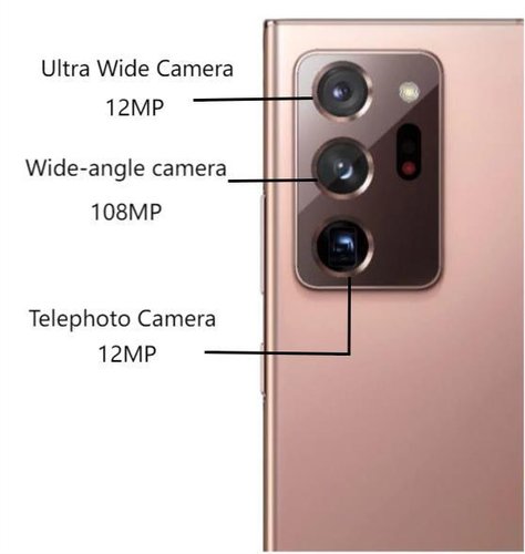 CAMERA POSTERIORE 108MPX E 12MPX + ANGOLO AMPIO + TELEOBIETTIVO PER SAMSUNG GALAXY NOTE 20 ULTRA N985F / NOTE 20 ULTRA 5G N986F ORIGINALE NEW