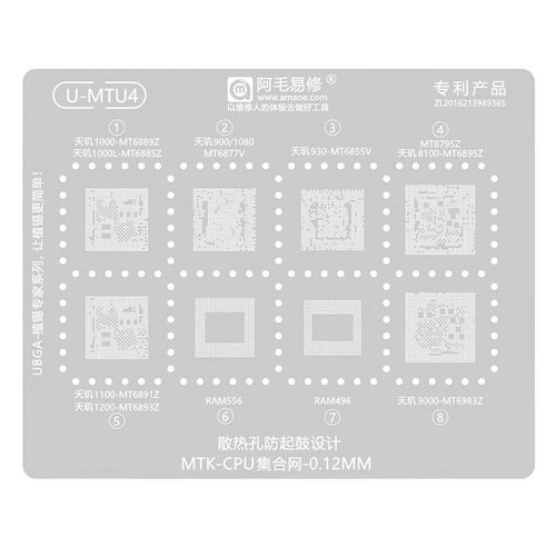 AMAOE U-MTU4 0.12MM MTK-CPU RETE DI RACCOLTA PER DIMENSITY SERIES / RAM SERIES / MT SERIES