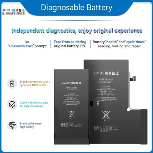 JCID BATTERIA DE GRANDE CAPACITA (3330 MAH) PER APPLE IPHONE 13 PRO 6.1 (DIAGNOSTICABILE BATTERIA NON È NECESSARIA LA SALDATURA CAVO BATTERIA ORIGINALE NESSUN MESSAGGIO "PARTE SCONOSCIUTA") (RICHIEDE AGGIORNAMENTO ALL'ULTIMA VERSIONE)