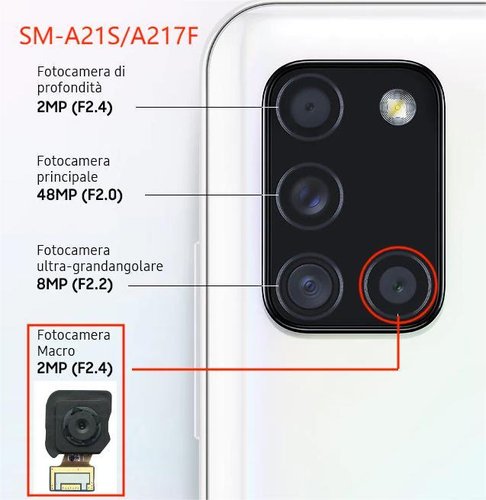 CAMERA POSTERIORE PICCOLO 2MP PER SAMSUNG GALAXY A21s A217F