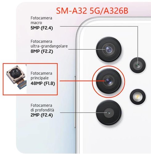 CAMERA POSTERIORE 48MP PER SAMSUNG GALAXY A32 5G A326B ORIGINALE