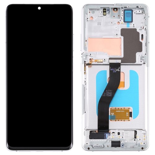 DISPLAY LCD + TOUCHSCREEN DISPLAY COMPLETO + FRAME PER SAMSUNG GALAXY S21 ULTRA 5G G998B FANTASMA ARGENTO OEM OLED