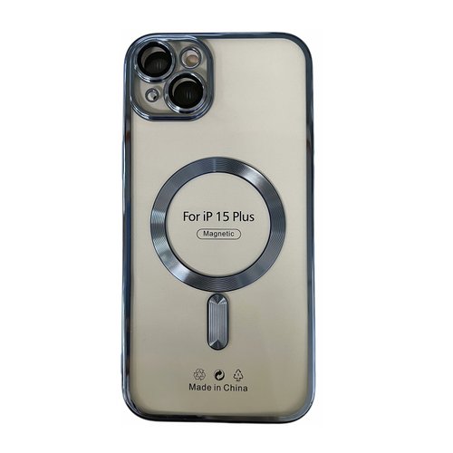 CUSTODIA CELLULARE DI ELETTROPLASTICA + PROTEZIONE LENTI + MAGNETICA PER APPLE IPHONE 15 PLUS BLU