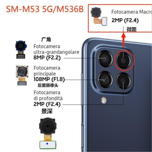 CAMERA MACRO 2MP PER SAMSUNG GALAXY A23 5G A236B / M53 M536B / M33 5G M336B