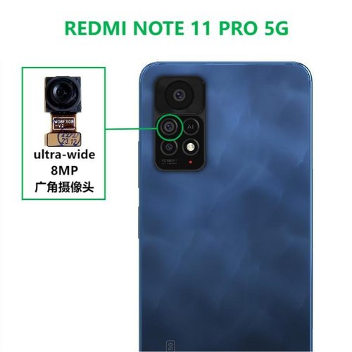 ANGOLO AMPIO CAMERA POSTERIORE PICCOLO 8MP PER XIAOMI REDMI NOTE 11 PRO 5G (21091116I 2201116SG) / POCO X4 PRO 5G (2201116PG)