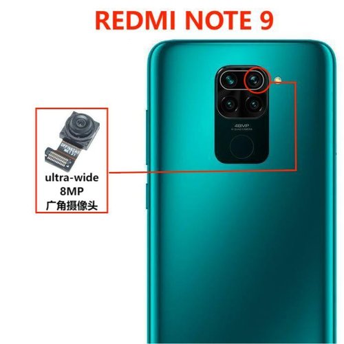 ANGOLO AMPIO CAMERA POSTERIORE PICCOLO 8MP PER XIAOMI REDMI NOTE 9