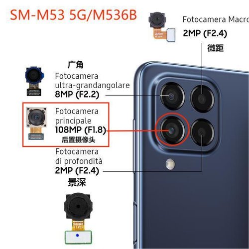CAMERA POSTERIORE 108MP PER SAMSUNG GALAXY M53 M536B ORIGINALE