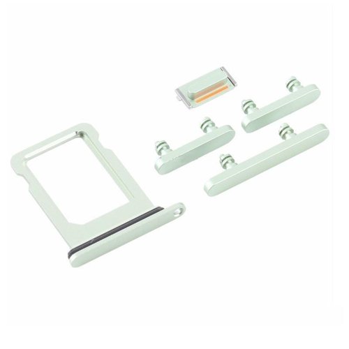 SET 4 PEZZI PORTA-SIM + TASTI VOLUME + TASTI POWER E TASTO VIBRAZIONE PER APPLE IPHONE 12 MINI 5.4 VERDE