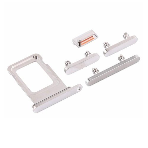 SET 4 PEZZI PORTA - DUAL SIM + TASTI VOLUME + TASTI POWER E TASTO VIBRAZIONE PER APPLE IPHONE 12 PRO 6.1 BIANCO