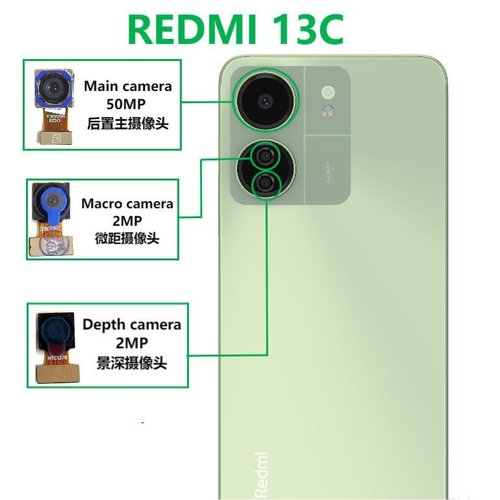 CAMERA POSTERIORE 50MP PER XIAOMI REDMI 13C (23100RN82L 23106RN0DA) / POCO C65 (2310FPCA4G) ORIGINALE
