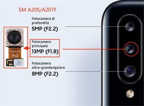 CAMERA POSTERIORE 13MP PER SAMSUNG GALAXY A20s A207F