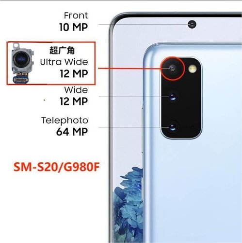 ANGOLO AMPIO CAMERA POSTERIORE PICCOLO 12MP PER SAMSUNG GALAXY S20 G980F / S20 5G G981B