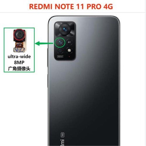 ANGOLO AMPIO CAMERA POSTERIORE PICCOLO 8MP PER XIAOMI REDMI NOTE 11 PRO 4G (2201116TG 2201116TI) ORIGINALE