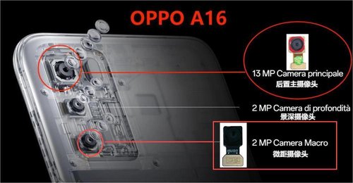 CAMERA POSTERIORE 13MP PER OPPO A16 (CPH2269) / A16S (CPH2271) ORIGINALE