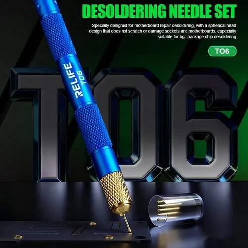 RELIFE TO6 SET DI AGHI DISSALDANTI IN RAME PURO CON PLACCATURA IN ORO PER LA DISSALDATURA DI CHIP DI PACCHETTI BGA