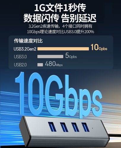 4 IN 2 HUB ADATTATORE ALLUMINIO MODEL BYL-2434TU USB-A / USB-C TO (4 USB-A 3.2) (CON IMBALLAGGIO)