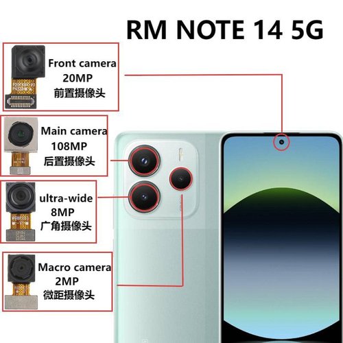 ANGOLO AMPIO CAMERA POSTERIORE PICCOLO 8MP PER XIAOMI REDMI NOTE 14 5G (24094RAD4G) ORIGINALE
