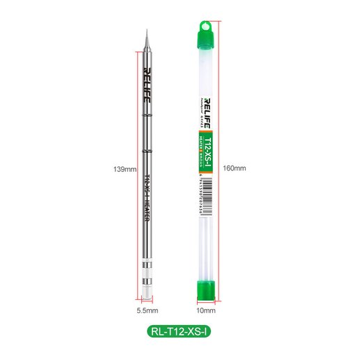 RELIFE T12-XS-I PUNTA PER SALDATURA CON ELEMENTO RISCALDANTE CONDUZIONE RAPIDA DEL CALORE COMPATIBILE CON IL 95% DELLE MANIGLIE DELLA SERIE T12 PRESENTI SUL MERCATO