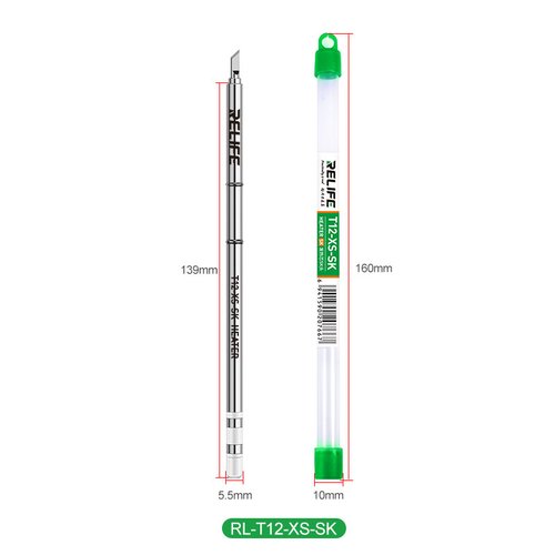 RELIFE T12-XS-SK PUNTA PER SALDATURA CON ELEMENTO RISCALDANTE CONDUZIONE RAPIDA DEL CALORE COMPATIBILE CON IL 95% DELLE MANIGLIE DELLA SERIE T12 PRESENTI SUL MERCATO