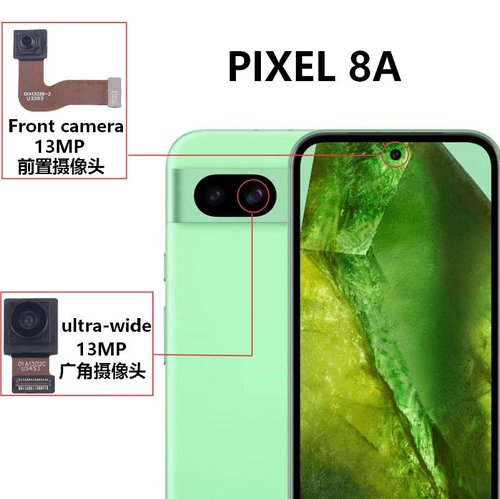 ANGOLO AMPIO CAMERA POSTERIORE PICCOLO 13MP PER GOOGLE PIXEL 8A 5G (GKV4X G6GPR G8HHN G576D) ORIGINALE